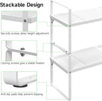 Expandable Cabinet Storage Shelf Stackable Organizer Rack for Kitchen Bathroom Pantry Spice Cupboard Coffee Countertop Home Office Desk Heavy Duty Nonslip White Small 2 Packs