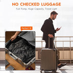Vacuum Bags with Wireless Pump– Space Saver Compression Bags for Luggage, No Checked Baggage, Triple Your Luggage Space, IP68, Reusable, Fits 20/24/28 Inch Suitcase (2PC No Tracker)