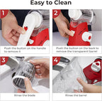 X Home Rotary Cheese Grater for Kitchen, Shredder with 3 Interchangeable Blades, Rotary Grater with Handle and Strong Suction Base, for Vegetables, Fruit, Nuts, Easy to Use and Clean, Red