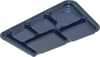 Carlisle FoodService Products Plastic Meal Tray Righ-Handed Heavyweight Lunch Tray with 6-Compartments for Schools, Cafeterias, and Dining Halls, Melamine, 15 x 9 Inches, Dark Blue