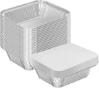 WANBAO 20 PACK 9.8"x7.2" Disposable Tin Foil Pans with Lids 4 LB Aluminum Pans To Go Containers for Cooking, Baking, Catering Party Meal Prep, Take Out, Freeze