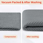 Homaxy 100% Cotton Waffle Weave Kitchen Dish Towels, Ultra Soft Absorbent Quick Drying Cleaning Towel, 13 x 28 Inches, 4-Pack, Grey