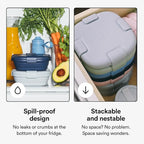 STOJO Collapsible Sandwich Box – 24oz, Reusable Food Storage Container, Silicone Bowl for Hot/Cold Food – Meal Prep, Lunch, Camping, Hiking – Dishwasher Safe (Set of 5, Steel)