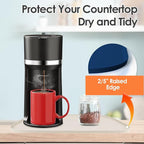 Silicone Coffee Maker Mat with Lip, 24'' x 16'' Heavy Duty Coffee Maker Mat for Countertops, Coffee Tray Fit Under Coffee Machine Appliance Automatic Machines Espresso Accessory, Navy Blue