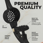 Zulay Kitchen Premium Garlic Press - Durable Garlic Masher with Soft, Easy to Squeeze Handle - Garlic Mincer Tool - Sturdy Easy to Clean Garlic Crusher (Black)