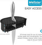 Universal Knife Block for Kitchen, WELLSTAR Knife Holder without Knives, Safe Space Saver Large Volume Stable Knife Storage with Scissors and Sharpening Rod Slot, Detachable for Easy Cleaning - White