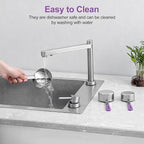 Measuring Cups and Spoons Set, Stainless Steel 10 Piece for Cooking and Baking (5 Cups + 5 Spoons, Purple Handle)