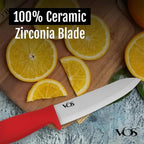 Vos Ceramic Knife Set with Peeler, Ceramic Knives Set For Kitchen, Ultra Sharp Kitchen Knife Set with Covers, 3" 4" 6" Paring, Utility & Chef Knife, Ultra Sharp, Lightweight, Dishwasher safe (Red)