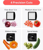Fullstar The Original Pro Chopper - Vegetable Chopper and Spiralizer, Food Chopper with Container, Fruit Slicer, Kitchen Gadgets & Accessories, Home Essentials (4 in 1, Black)