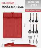 Silicone Griddle Tools Mat for Blackstone - Large Silicone Spatula Mat with Drip Pad - Griddle Mats BBQ Grill Accessories - Side Shelf Mats Grill Pad for Blackstone Griddles Accessories (red)