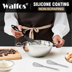 Walfos Whisks,Silicone Whisk Non Scratch,Whisks for Cooking,BPA free and Dishwasher Safe.Nice for Mixing and Beating.5pcs whisk set (5+7in mini whisk +7+9+11in balloon whisk)