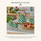 MACKENZIE-CHILDS Mini Enamel Canister, Kitchen Storage Container with Lid, Green-and-White Emerald Check