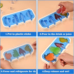WMKGG Mini Cartoon Silicone Popsicle Molds for Kids, 2 PCS Popsicles Molds with Sticks and Lids, Stackable Small Ice Pop Mold,Rocket Dinosaur Car Ship Shape