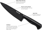 McCook® Knife Sets,German Stainless Steel Knife Block Sets with Built-in Sharpener, Black