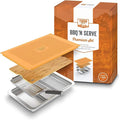 Yukon Glory™ BBQ 'N SERVE Premium Set, Includes 3 Grill Baskets, Serving Tray, Bamboo Cutting Board, Plastic Lid and Clip-on Handle