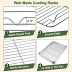 TeamFar Baking Sheet with Rack Set (3 Pans + 3 Racks), 16/12.5/10.5 Inch Stainless Steel Cookie Sheets Baking Pans Trays and Cooling Racks for Cooking Roasting, Non-Toxic & Heavy Duty, Dishwasher Safe