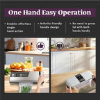 Mesliese Vacuum Sealer Machine, 95kPa 140W One Hand Operation Food Sealer, Double Seal Strip with Build-in Cutter & Countdown Display, 2 Bag Rolls, 5PCS Pre-cut Bags
