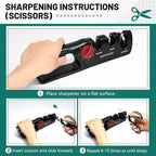 ZenithEdge® 3-in-1 Adjustable Knife Sharpener 14°-24° Angles for Kitchen, Fillet, Pocket Knives & Scissors - Tungsten Steel Ceramic Non-Slip Precision Sharpening Tool Gift