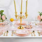 Nervure 50PCS Pink Plastic Bowls with Gold Rim - 12oz Disposable Soup Bowls, Heavy Duty Salad Ice Cream Bowl Perfect For Weddings, Parties and Everyday Use