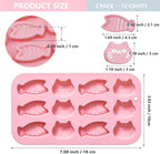 2PCS Chocolate Silicone Molds, 12 Cavity Cartoon Cat Mold Cat Treat Molds, Mini Fish Shape Silicone Mold Animals Candy Mold for Sugar, Candy, Chocolate