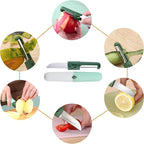 Generic 2 in 1 Stainless Steel Fruit & Vegetable Peeler; Apple & Pear Peeler, Kitchen Peeler (Green, White)