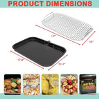 OG900 Griddle Pan and Rack for Ninja Woodfire XL OG800 & OG900 Series Grills Accessories, Non-Stick Flat Top Griddle Plate for Ninja OG951 OG850 OG952 XSKGRDPLT Pro Connect XL, Stainless Steel Rack