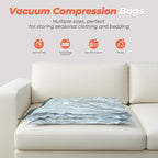 Vacuum Seal Bags for Clothing Travel, 8 Pack 34" Vacuum Storage Bags with Wireless Charging Pump Compression Packing for Clothes Blanket Bedding Suitcase Luggage, Space Saver for Travel