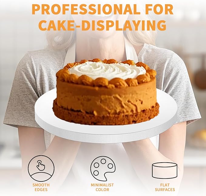JCD 5pcs Large Cake Boards Drum 14 Inch Round, 1/2" Thick Cake Drums, Cake Decorating Supplies Sturdy Cake Corrugated Cardboard for Multi-Layer Cakes(14inch/5pcs)