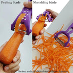 Multi Fruit Vegetable Peeler & Grater, Double Serrated Stainless Steel Blade（Peeler and Grater Function), Sharp Blade for Cucumbers,Carrot, Apples, Potato Eye Remover. Grinding of Garlic and Ginger