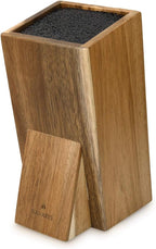 Navaris Universal Knife Block Holder - Acacia Wood Stand with Bristles to Fit Different Sizes of Knives - Angled Design, 9.8" x 5.9" x 4.1’"