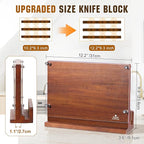 ENOKING Magnetic Knife Block with Acrylic Shield 12 x 9 Inches, Double Side Kitchen Knife Holder without Knives- Acacia Wood Universal Knife Storage Organizer with Powerful Magnet for Kitchen Counter
