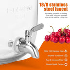 DD&HAPP Glass Drink Dispensers For Parties. 1.2 Gallon Beverage Dispensers With Stand And Stainless Steel Spigot .Lemonade Dispenser With Ice Cylinder.Mason Jars,Laundry Detergent Dispenser.