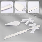 Wedding Cake Cutting Set, Elegant Wedding Cake Knife and Server Set with Thick Stainless Steel Wide Handle, Cake Cutting Set for Wedding Anniversary Christmas, Cake Cutter, 2 Cute Forks and Bows