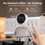 Compact Espresso Machine with Milk Frother,Cold Brew & Hot Coffee Machine,LED Display,Cappuccino & Latte Machine for Home,Beginner-Friendly Espresso Machines (SILVER)