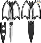 Magnetic Kitchen Scissors All Purpose 2 Pack - Halloween Bat Kitchen Shears - Heavy Duty Stainless Steel Cooking Shears for Cutting Meat, Food, Poultry - Featuring a Magnetic Protective Sheath