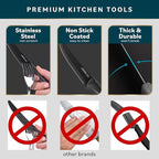 Home Hero Steak Knife Set - Nonstick Serrated Steak Knives - Stainless-Steel Kitchen Knife Set - Ergonomic TPR Handles for Precision Meat Carver - 6-Pc Set, Black