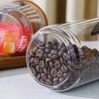 Glass Storage Jars with Acacia Wooden Lid Set of 3, 34 OZ High Borosilicate Glass Containers Kitchen Food Canisters s for Coffee Beans/Sugar/Tea/Nuts