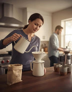 AGOGO Compact Portable Pour Over Coffee Maker Set - Easy Cleaning 304 Stainless Steel Dripper Set for Camping & 50 Filters Paper & Cleaning Rag (Cream, 600ml)