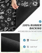 AMOAMI Coffee Mat Hide Stain Rubber Backed Absorbent Dish Drying Mat for Kitchen Counter - Fits Under Coffee Maker & Machine (17x31.5, Ink)