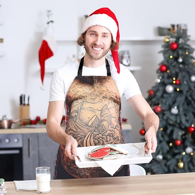Funny Men Cooking Grilling Aprons Muscles Guy BBQ Funny Gag Gifts for Christmas, White Elephant Gift Exchange (Muscleman 2, One Size)