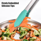 Doosu Kitchen Tongs for Cooking - 600°F Heat Resistant Food Tong with Non-Scratch Silicone Tips, Heavy Duty Stainless Steel Locking Tong for BBQ, Grilling Steak, Serving Salad, Pasta (16in, Aqua Sky)