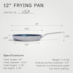 Made In Cookware - 12" Non Stick Frying Pan (Harbour Blue) - 5 Ply Stainless Clad Nonstick - Professional Cookware - Induction Compatible
