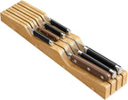 Bamboo In-Drawer Knife Block for 7 Knives(Not Included), Knife Drawer Organizer,Knife Holder Countertop,Block Knife Storage Organizer for Kitchen