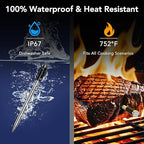 BFOUR WiFi Wireless Meat Thermometer with Standalone Base, 6 Precision Sensor, Waterproof and Heat Resistant, Intuitive Smart App, Bluetooth Meat Thermometer for Cooking, BBQ, Oven, Grill, Smoker