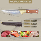 Purple Dragon 5" Boning Knife - Japanese Steel Professional Fillet Knife with Sheath, Elegant Blade, Sharp for Meat, Fish, Camping, Gift Box Included