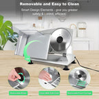 OSTBA Meat Slicer Machine, Two 6.7” Removable Stainless Steel Blades and Food Carriage, 150W Electric Deli Food Slicer for Home Use, Easy to Clean, 0-15mm Adjustable Thickness for Meat, Cheese, Bread