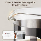 Veken French Press Coffee Maker 34oz 1 L, No Plastic Touching Cafe, Heat Resistant Thickened Borosilicate Glass, Stainless Steel Brewer,Cold Brew Cafetera Teapot for Kitchen Travel Camping,Dark Pewter