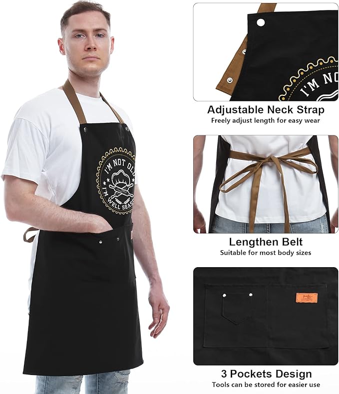 REHAVE Kitchen Gifts For Men, Women, Gifts for Mom, Gifts for Dad, Husband, Boyfriend, Brother, Wife, Girlfriend, Unique Birthday Gifts, Humor Apron for friends, Bff, Kitchen Chef Aprons Baking Gifts
