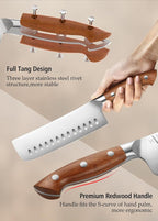 HEZHEN Multipurpose Asian Chef Knife - 7.4 inch Nakiri Knife -Din 1.4116 Steel-Razor Sharp & Full Tang Kitchen Knife, for Chopping, Dicing & Slicing with Ergonomic Handle