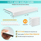 5 Pcs Wire Shelf Cover, 32X12X3 Inch Carbon Fiber Material Shelf Covers for Pantry Shelves(Not Wood), Waterproof Removable Closet Shelving Liner for Home Kitchen,Office Organization - White